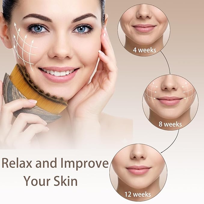 Stainless Steel Gua Sha Tool & Lymphatic Drainage Face Brush Set, Facial Massage Kit for Jawline Sculpting Puffiness Lifting Relaxation, Contour Face Brush with Storage Case for Women EDCBMB