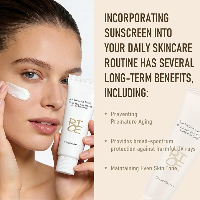 2PCS Relief Sun Organic Sunscreen SPF50+,Rice and Probiotics PA++++Korean Cream Care | Korean Skin for All Skin Types | UV Defens Nourishing Skin Protection