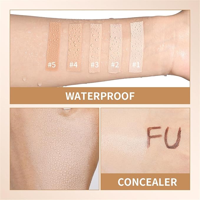 Matte Concealer Foundation Stick, Full Coverage for Dark Circles, Acne & Redness, Blemishes & Contouring, Long-Lasting Korean Waterproof Formula for All Skin Tones, Built-In Kabuki Brush (5# Honey)