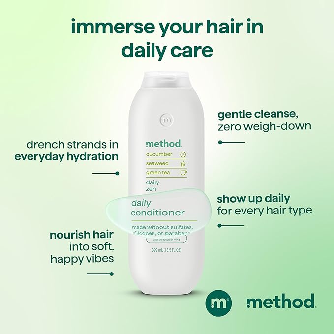 Method Daily Zen Conditioner - Nourishes & Hydrates, Safe for Color-Treated Hair - Sulfate free, Paraben free & Silicone Free - 13.5 oz