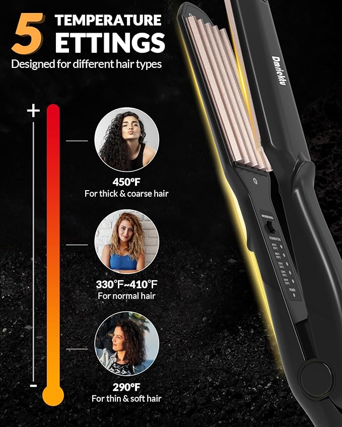 Hair Crimper for Volumizing Fluffy Hairstyle, Crimper Hair Iron with Ceramic Plates, Crimping Iron Tool for Women Girls Hair Waver Dual Voltage, Auto Off