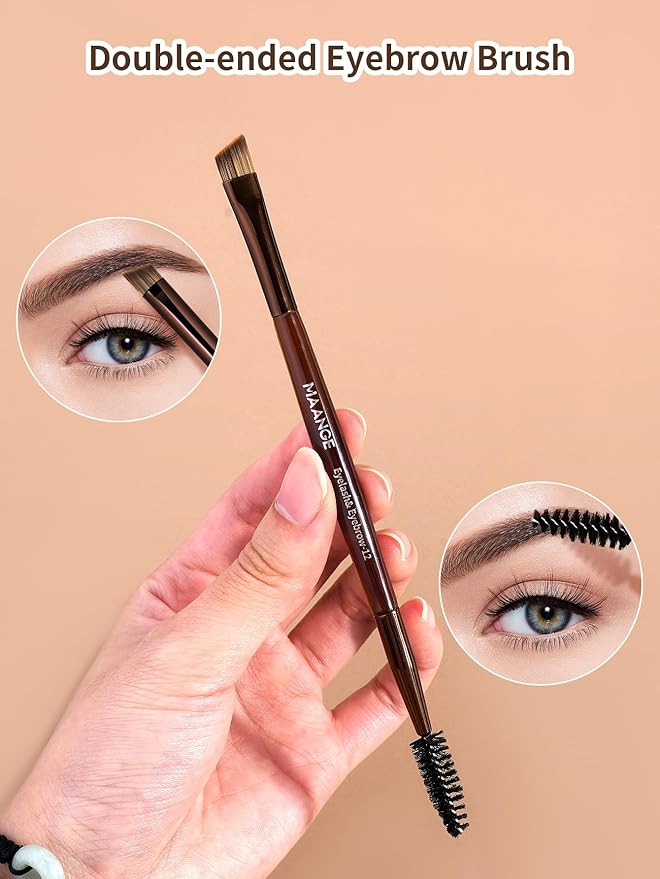 MAANGE 13 PCS Makeup Brushes Professional Make Up Brushes Premium Synthetic Powder Concealers Brushes Travel Makeup Brush Set with Case (Brown)
