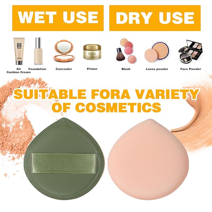 Giantree 5 Pcs Foundation Sponges, Korean Makeup Sponge Puff Soft Sponge Puff Fluffy, Teardrop Makeup Blender Foundation Applicator for Concealer Liquid Cream Loose Powder