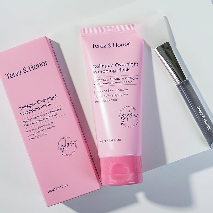 TEREZ & HONOR Collagen Night Wrapping Peel Off Mask: Korean Face Mask for Elasticity, Hydrating & Glow - 100Dalton Smallest Molecular Collagen - Dermatologist Tested 3.4 FL OZ
