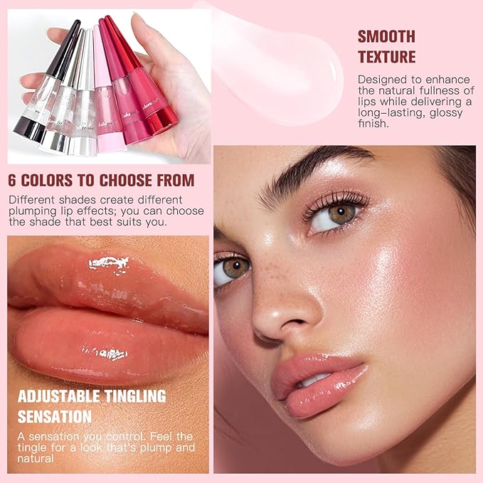 Instant Plumping & High-Shine Gloss Plumping Lip Oil - Ultra-Hydrating & Nourishing, Glossy Finish Lip Glow Oil, Instant Volumizing Effect, Smooth, Soft, Juicy Lips (#4 Twinkle)