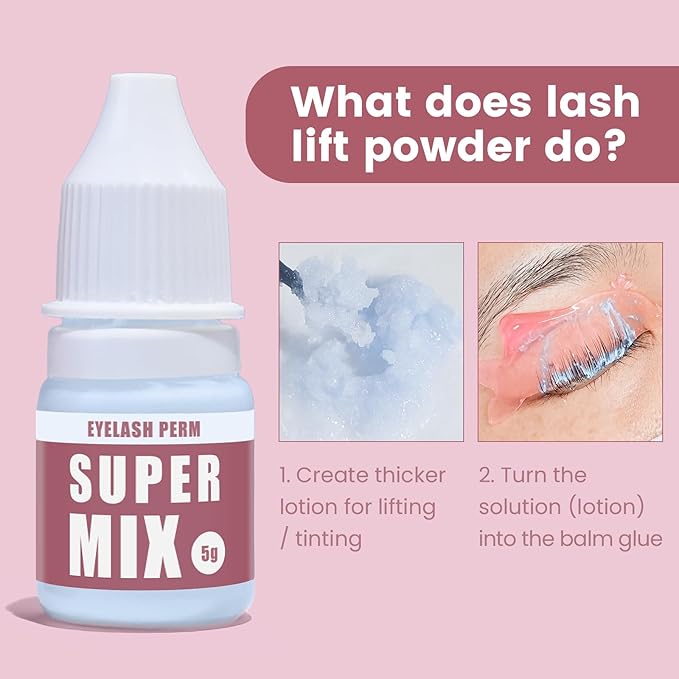 Korean Lash Lift Powder Glueless Viscosity Enhancer for Eyelash Perm & Lift, Super Mix Solution Keratin Eyelash Lift - Blue Powder