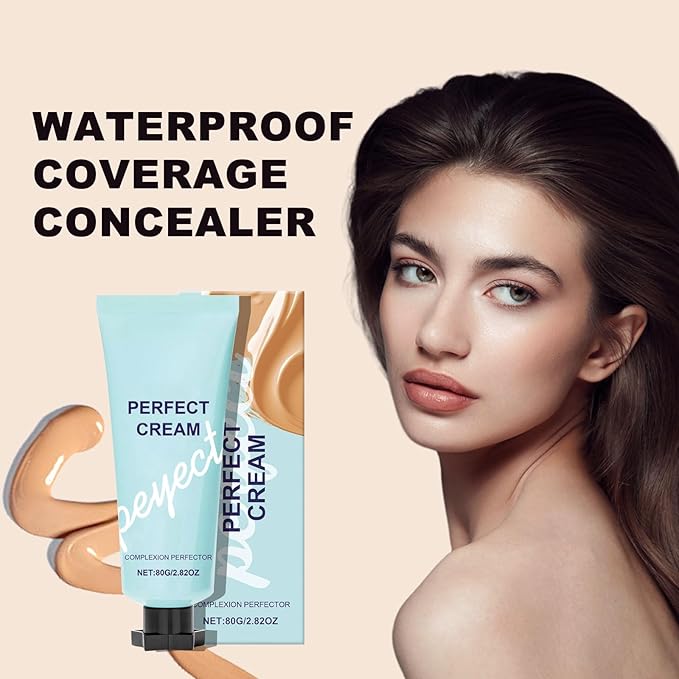Supreme CC Waterproof Concealer Cream, Creme All-Over Complexion Perfector, Hydrating Full Coverage Concealer, Long-Lasting CC Cream Foundation, Transfer-Resistant Skin Tint