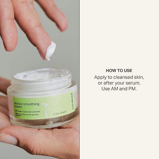 Cocokind Texture Smoothing Cream, Face Moisturizer with Squalane, Celery Seed and Cucumber, Face Lotion Moisturizer Face, Hydrating Face Cream