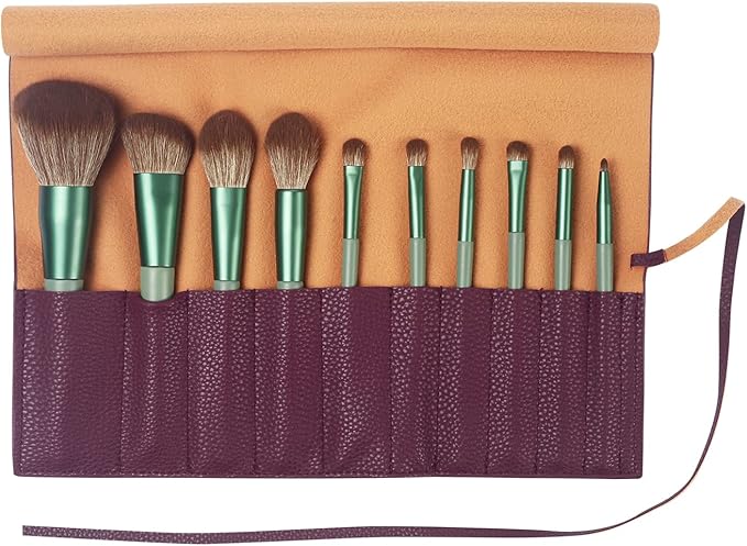 Bird&Fish Makeup Brush Case Travel, makeup brush case roll up,brush holder makeup,Holder Organizer Brushes Pouch Cosmetic Bag for Travel，Rolling Bag Storage Case PU Leather