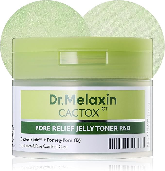 Dr. Melaxin Cactox Pore Relief Jelly Toner Pads, Cooling & De-Puffing Toner Pads for Enlarged Pores, Hydrating Cactus Gel Pads for Puffy Skin, 170ml (60 Pads)