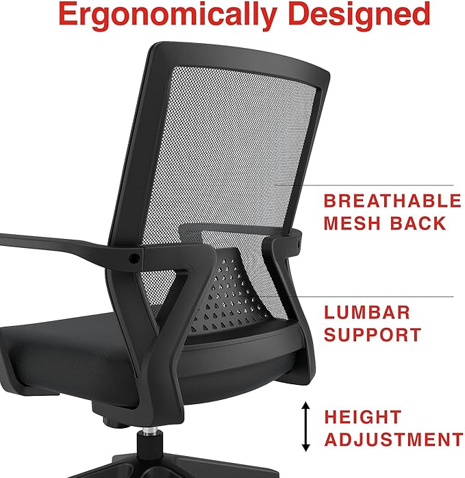 STAPLES Cartwright Ergonomic Office Desk Chair, Adjustable with Breathable Mesh & Lumbar Support, Perfect for Home & Office, Black