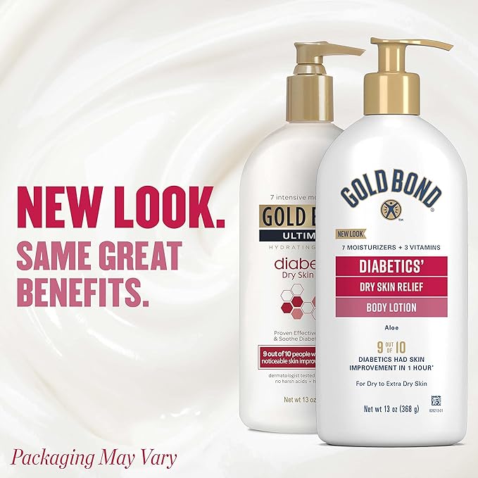 Gold Bond Diabetics' Dry Skin Relief Body Lotion, 13 oz., With Aloe to Moisturize & Soothe, Diabetic Lotion for Dry Skin