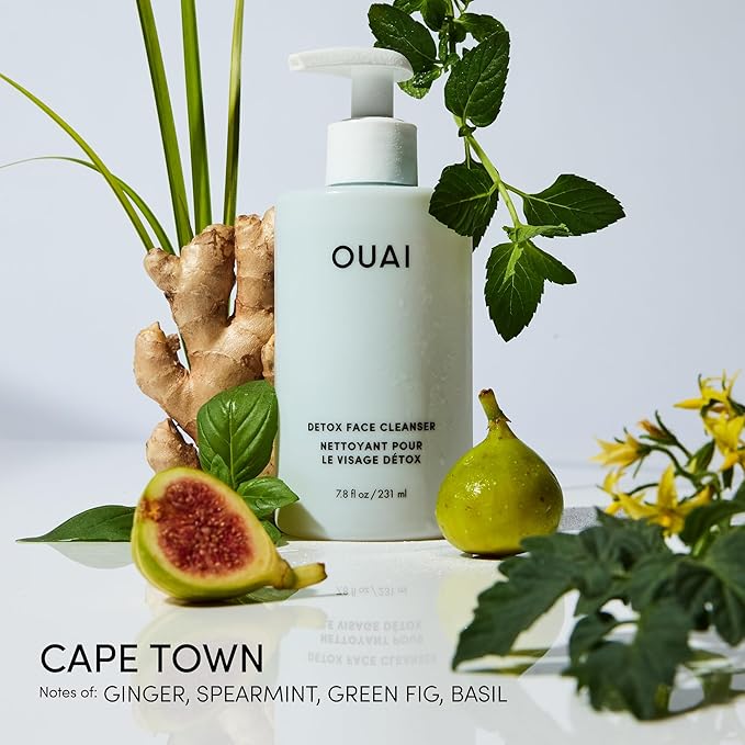 OUAI Detox Facial Cleanser - Deep Cleansing Face Wash with Glycolic Acid, Niacinamide & PHA - Removes Sweat, Dirt & Oil Without Drying - Gentle Face Cleanser for Post-Workout (7.8 Fl Oz) (Pack of 2)