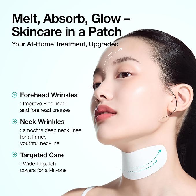 Anua PDRN Collagen Melting Patch for Neck, Lifting and Firming, Thin Film Patch for Neck Fine Lines & Forehead, Plumping Effect with Salmon DNA, Korean Skincare, 0.02g x 4EA