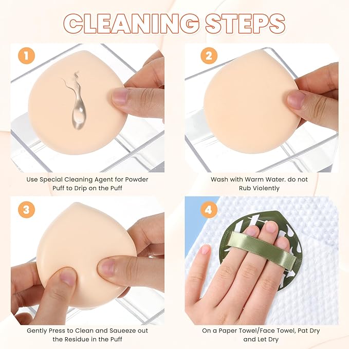 6 Pcs Korean Makeup Sponge Puff for Foundation Concealer, Teardrop Makeup Sponge Set Cushion Puff Foundation Sponges for Liquid Cream Contouring (Large Size)