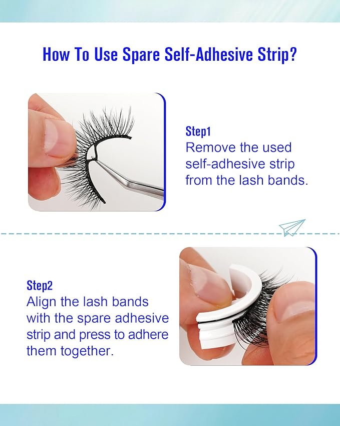 Waterproof Self Adhesive Eyelashes,Half Eyelashes 10-14mm 5 Pairs Natural Look Stick on False Eyelashes, No Glue Needed, Wispy Glueless Lashes Reusable and Comfortable by Obeyalash (6D49)