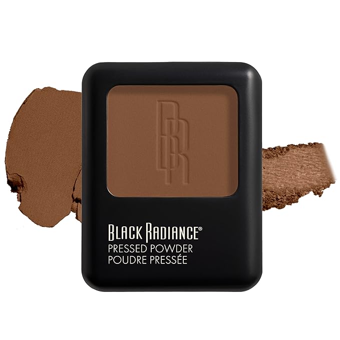 Black Radiance Pressed Powder, Pigment-Rich Matte Finish for Light Skin Tones, Oil-Absorbing Compact with Mirror & Sponge - Creamy Beige