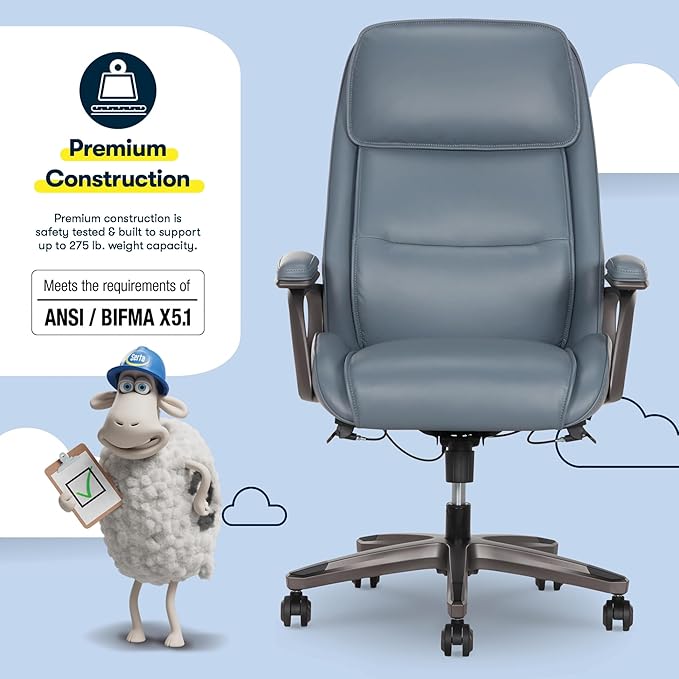Serta® SmartLayers™ Mosby Ergonomic Vegan Leather High-Back Executive Office Chair, Blue/Dark Gray, BIFMA Compliant