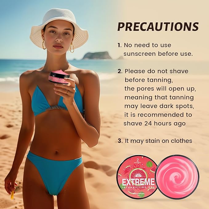 Intensive Tanning Gel,Dark Tan Accelerator Gel for Outdoor Sun & Tanning Beds（Watermelon）