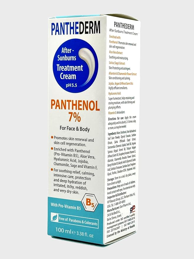 Panthederm After-Sunburn Treatment Cream – pH 5.5, Panthenol 7% for Face & Body – Soothing Relief, Calming & Deep Hydration, Promotes Skin Renewal 3.38fl.oz