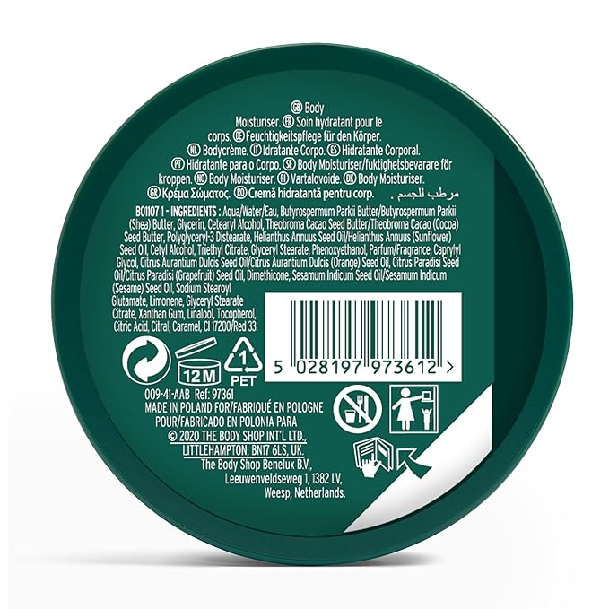 The Body Shop Pink Grapefruit Body Butter – Nourishing & Moisturizing Skincare for Normal Skin – Vegan – 6.75 oz