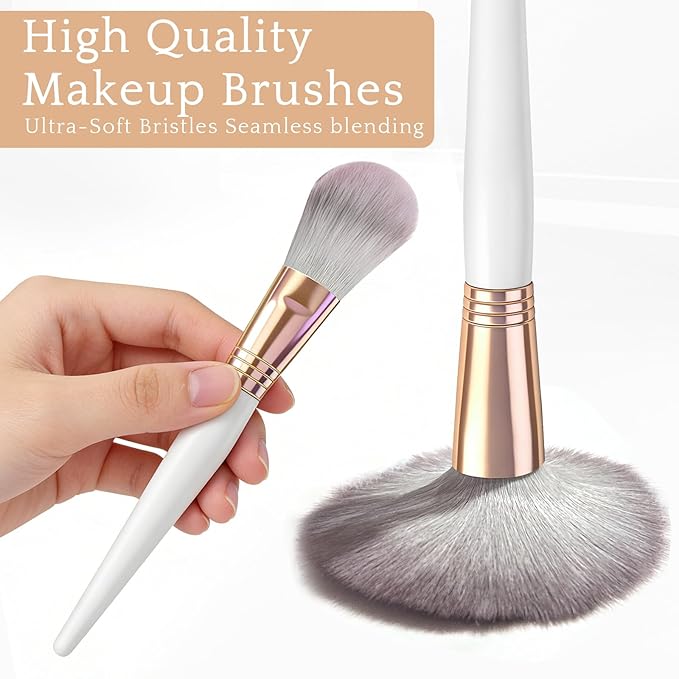 Makeup Brush Set - 15Pcs Makeup Brushes Set Professional, Premium Synthetic Foundation Concealers Eyeshadow Blush Beauty Tools Makeup Brush, Make up Brush Kit With Travel Storage Bag