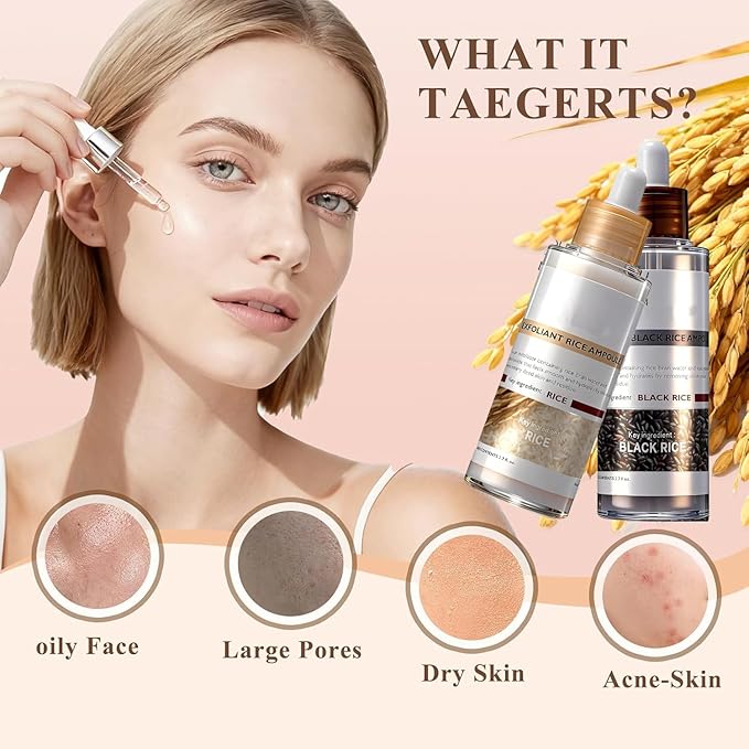 Rice Peel Shot Glow Rice Ampoule Duo | Pore Minimizing Gentle Peel & Deep Hydration |Black Rice Exfoliant for All Skin | 6.76 Fl Oz 2Pcs