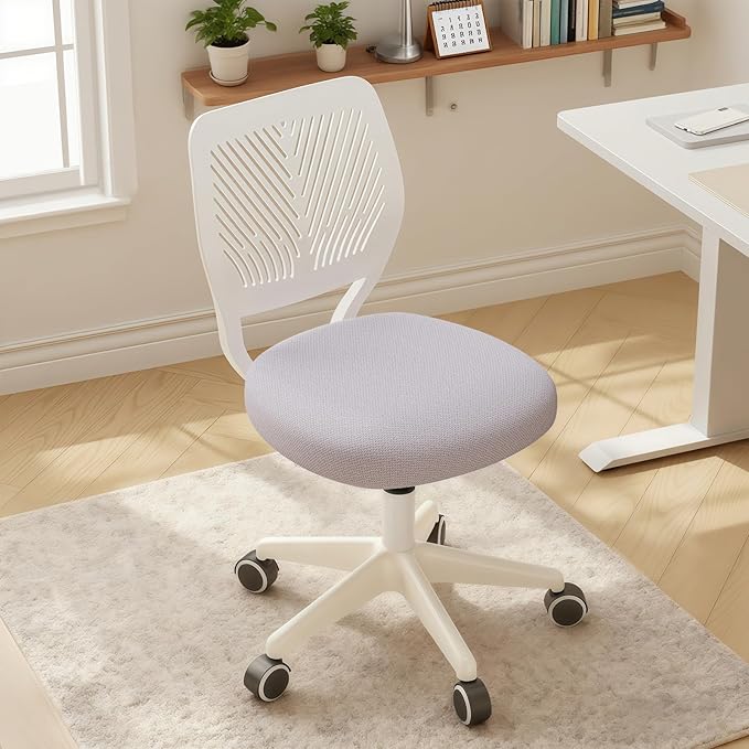 Small Desk Chair Armless Task Chair with Soft Padded Cushion Height Adjustable Swivel Rolling Comfortable Study Computer Chair for Kids Girls Boys Teens
