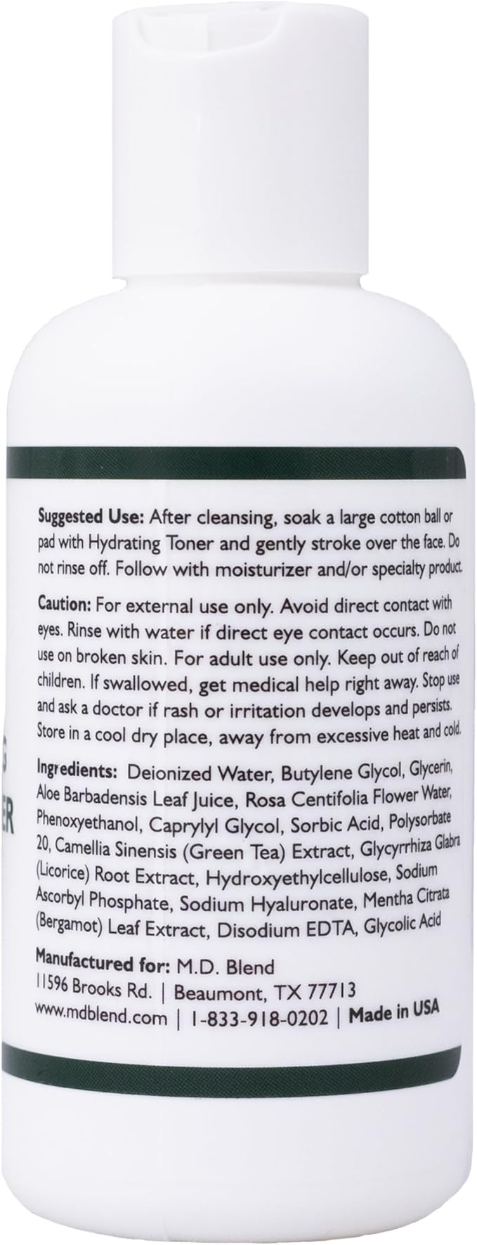 Hydrating Facial Skin Care Toner Mist for Deep Rejuvenation and Refreshed Skin Beauty, Infused with Witch Hazel, Aloe Vera, Chamomile, and Green Tea Extracts, Additive-Free, 4 Oz