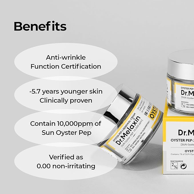 Dr.Melaxin Oyster Pep3 Renewal Cream | Daily Anti-Aging Face Moisturizer, Skin Elasticity & Reduce Wrinkle, 50ml,1.69 fl oz.