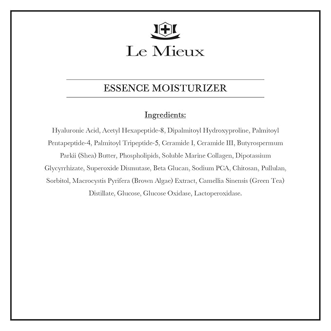 Le Mieux Essence Moisturizer - Peptide-Infused Facial Anti Aging Emulsion with Marine Collagen, Hexapeptide-8 & Hyaluronic Acid Base, Hygrating & Fragrance-Free (4.2 oz / 125 ml)