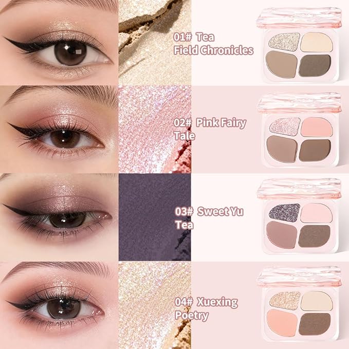 Neutral Mini Eyeshadow Makeup Palette – 4-Color Taupe & Ash Brown Matte Shades with Champagne Silver Glitter, High Pigment Long-Lasting Blendable Cool Tone Eye Shadow for Daily Natural Soft Glam Looks