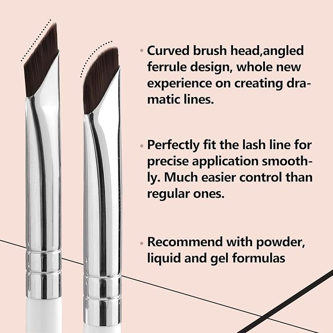 Eyeliner Brow Brush Angled Thin Gel Liner Makeup Brush Fine Point Eyebrow Brushes Flat Brow Tint Brush Kit Applicator Tool