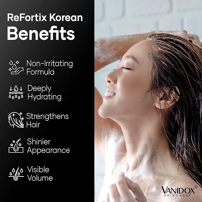 ReFortix Korean Shampoo and Conditioner Set, Enriched with Ginseng, Green Tea, and Camellia Oil, Supports Growth Stage and Helps Reduce Hair Loss for Stronger Hair (16 fl oz each)