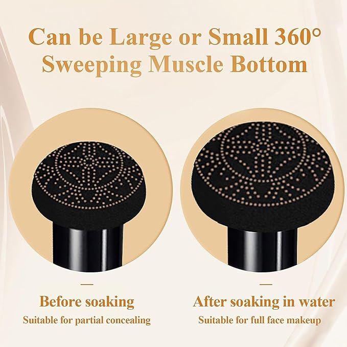 Foundation Cushion, CC Cream With Mushroom-Shaped Applicator, BB Cream Face Makeup Foundation for Mature Skin, Air Cushion to Even Skin Tone, Lifts And Moisturizes, Long-Lasting Makeup (Ivory)