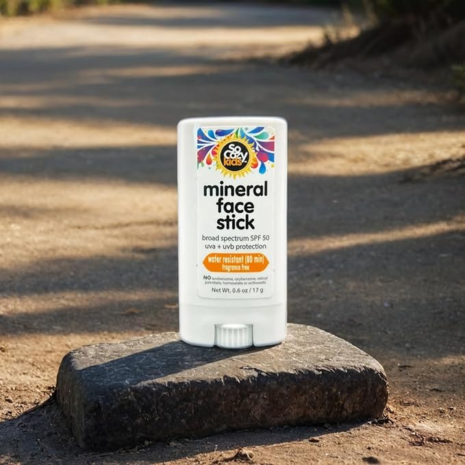 SoCozy Sunscreen Stick, Kids SPF 50 Mineral Sunscreen for Face & Body, 0.6 oz, Water Resistant Sun Protection, Broad Spectrum UVA + UVB Gentle Sun Block Stick