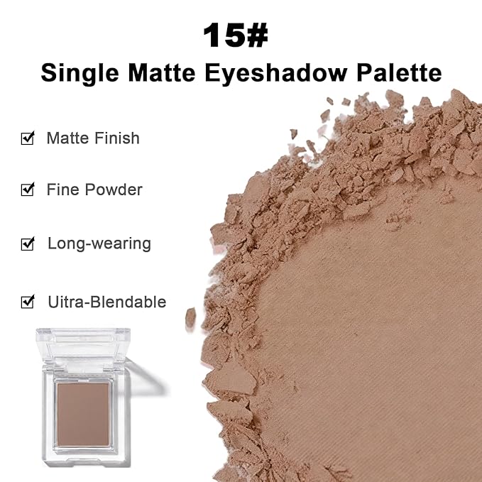 Matte Coffee Brown Single Eye Shadow Palette Makeup, Neutral Powde Eye Shadow for Women, Eye Brightener Eye Shadow Primers, Monochrome Natural High Pigment Mini Eyeshadow, sombras para ojos