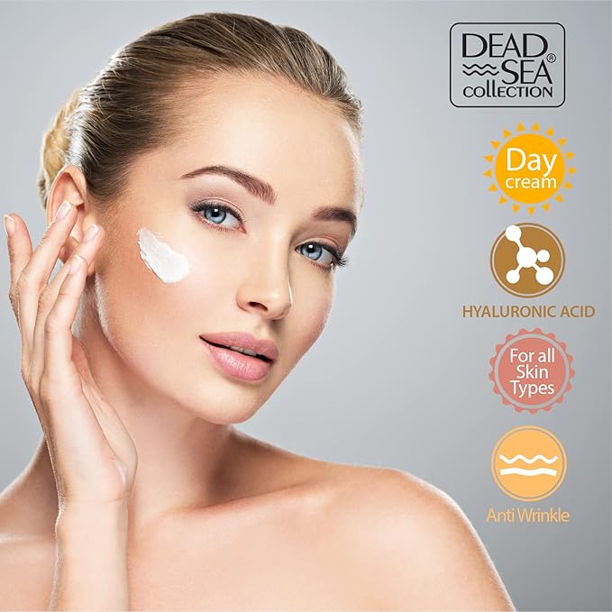 Dead Sea Collection Day Cream for Face with 5% Hyaluronic Acid, Dead Sea Minerals, and Vitamin E – Anti Aging Nourishing Skin Care Moisturizer to Reduce Wrinkles (1.69 fl. oz)