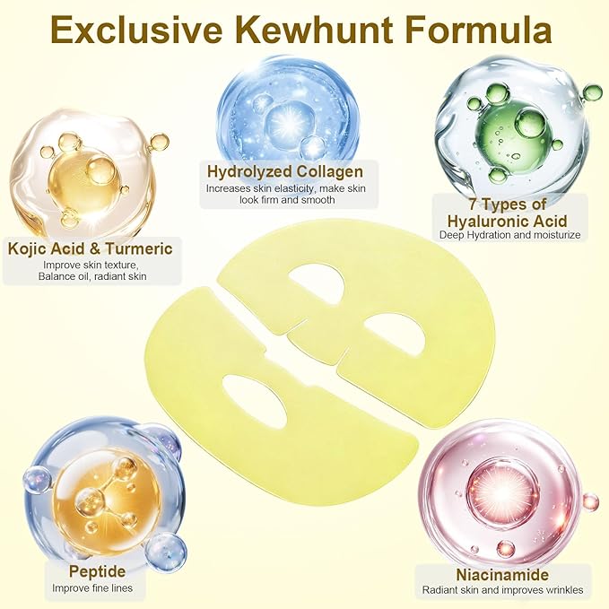 Kojic Acid Turmeric Gel Mask,Overnight Face Mask,Jelly Gel Collagen Mask with Niacinamide,Peptide for Glass Glow Skin - Elasticity, Firming, Smoothing,Fine Lines,Skincare 5ea