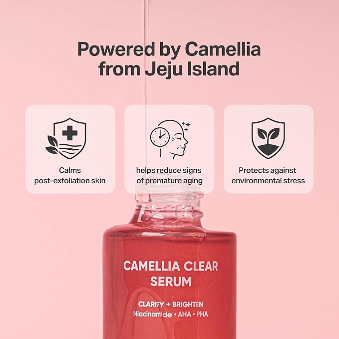 Meebak Camellia Clear Daily Exfoliating Serum – 2% Niacinamide + AHA & PHA, Gentle Chemical Exfoliant Face Serum for Skin Texture & Tone, Hydrating Pore Minimizer for Face, Korean Skincare