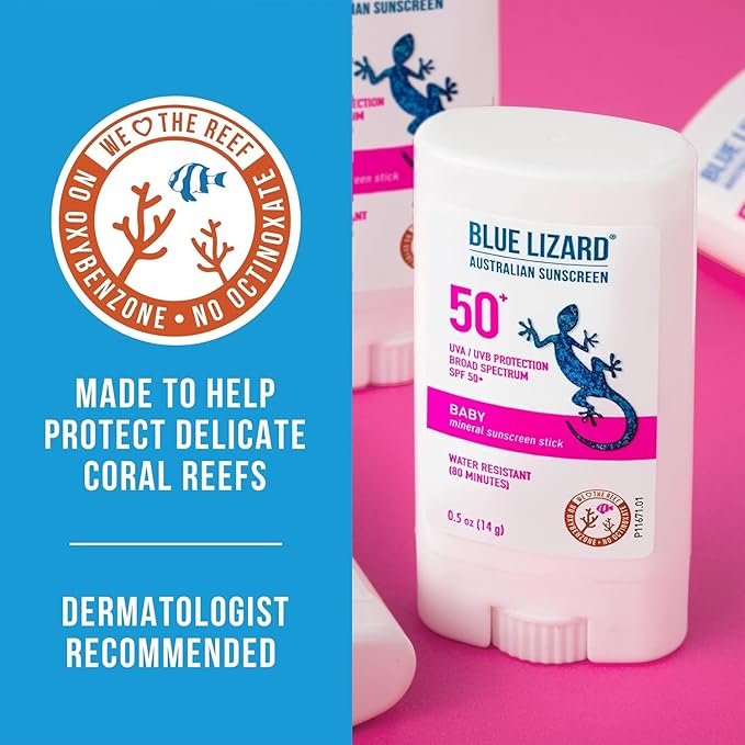 Blue Lizard Spf#50+ Baby Stick Australian Sunscreen 0.5 Ounce (Pack of 2)
