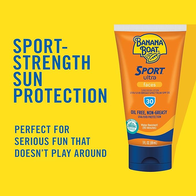 Banana Boat Sport Ultra SPF 30 Face Sunscreen Lotion, 3oz | Travel Size Sunscreen for Face, Sunblock Lotion, Banana Boat SPF 30, Oxybenzone-Free, 3oz