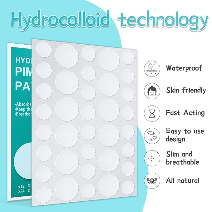 PICcircuit 180 Counts Pimple Patches for Face Hydrocolloid Acne Patches for face Invisible Zit Patches for Face Pimple Patch Acne Spot Treatment Patch Blemish Patches Cover Patches Stickers