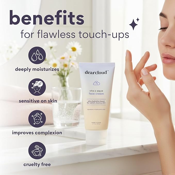 dearcloud Vita-C Aqua Face Cream – Face Moisturizer with Vitamin C, Squalane Oil for Face, Hyaluronic Acid Serum Hydration – Moisturizer for Women and Men (2.7 fl oz)