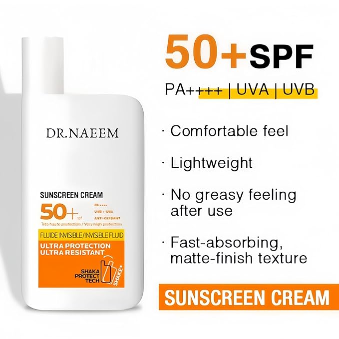 Organic Brightening Sunscreen SPF 50+ PA+++ | Mineral & Physical UV Protection with Zinc Oxide & Titanium Dioxide | Matte Finish, Non-Greasy, 50ml
