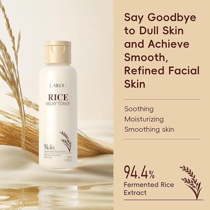 Rice Toner for Face, Rice Extract Milky Toner for Women Daily Hydrating Facial Essence Hydrating & Soothing Skincare, Gentle Nourish Soft & Supple Skin, Balance Skin Barrier