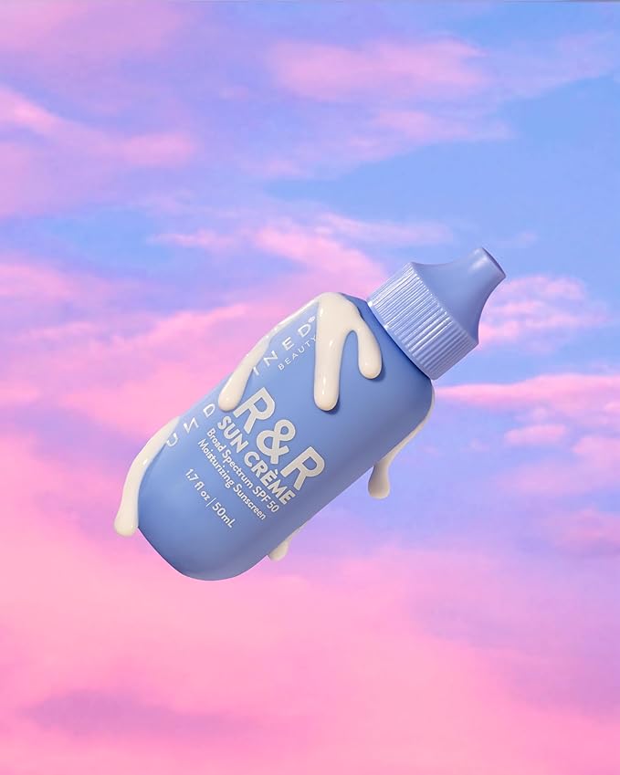 Undefined R&R Sun Crème SPF 50 – 3-in-1 Moisturizing Sunscreen with Ceramides, CoQ10, Niacinamide, Resveratrol, no white cast reverse emulsion to hydrate and protect skin, 1.7oz