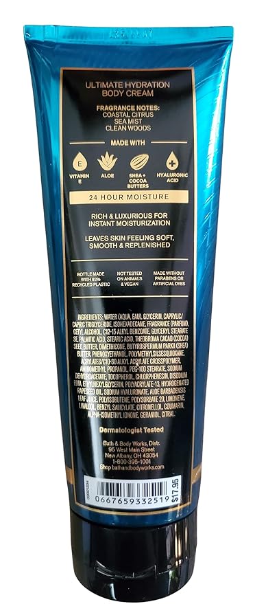 Bath & Body Works Men's Atlantic Ultimate Hydration Body Cream and Body Gel Wash 2 Piece Set