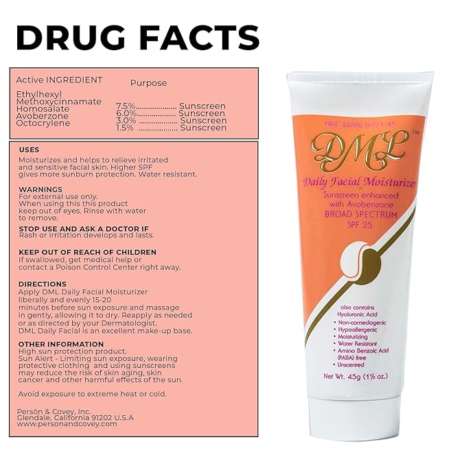DML Facial Moisturizer SPF 25 1.50 oz (Pack of 2)