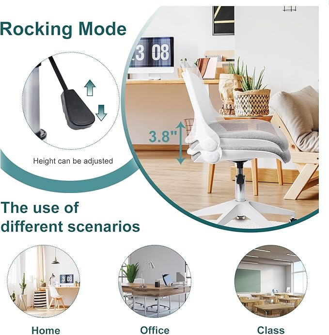 CLATINA Office Foldable Desk Chair with Wheels Adjustable Swivel Rolling Task Chair for Home Offiice Computer 2 Pack